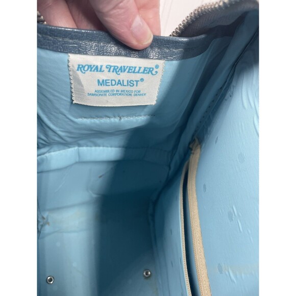 Vtg Samsonite Luggage Weekender Hand Bag Royal Traveler Medalist Blue - Picture 9 of 11
